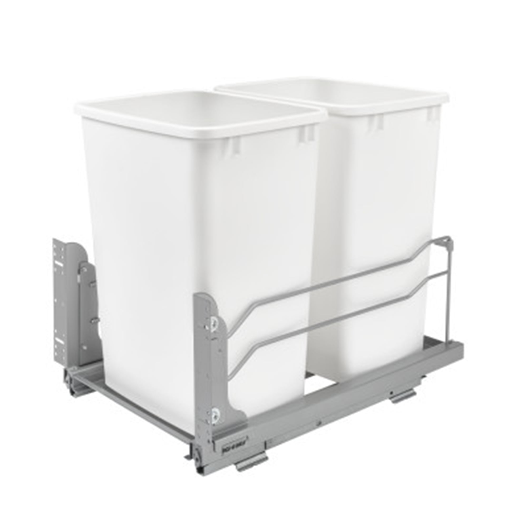 White Double Pull-Out Trash Can with Soft-Close Slides