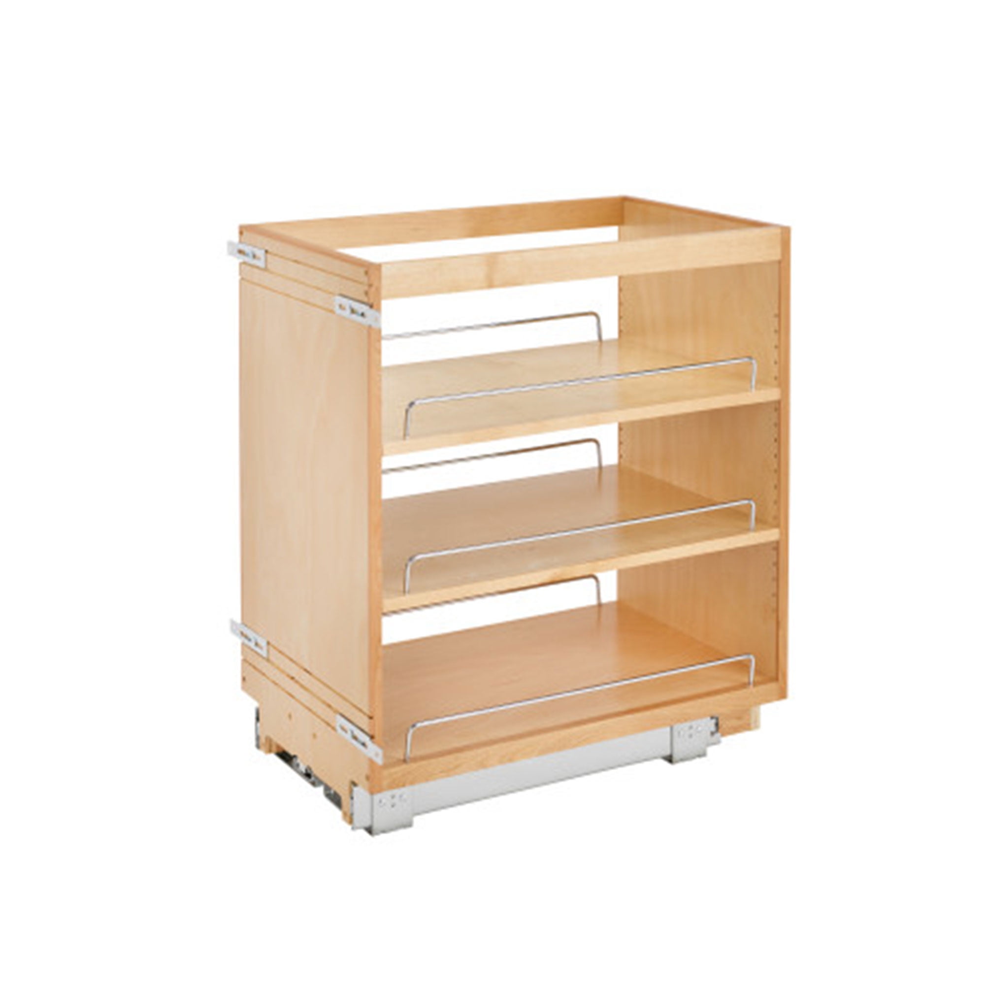 Natural Maple 14-Inch Pullout Kitchen Cabinet Organizer with Adjustable Shelves