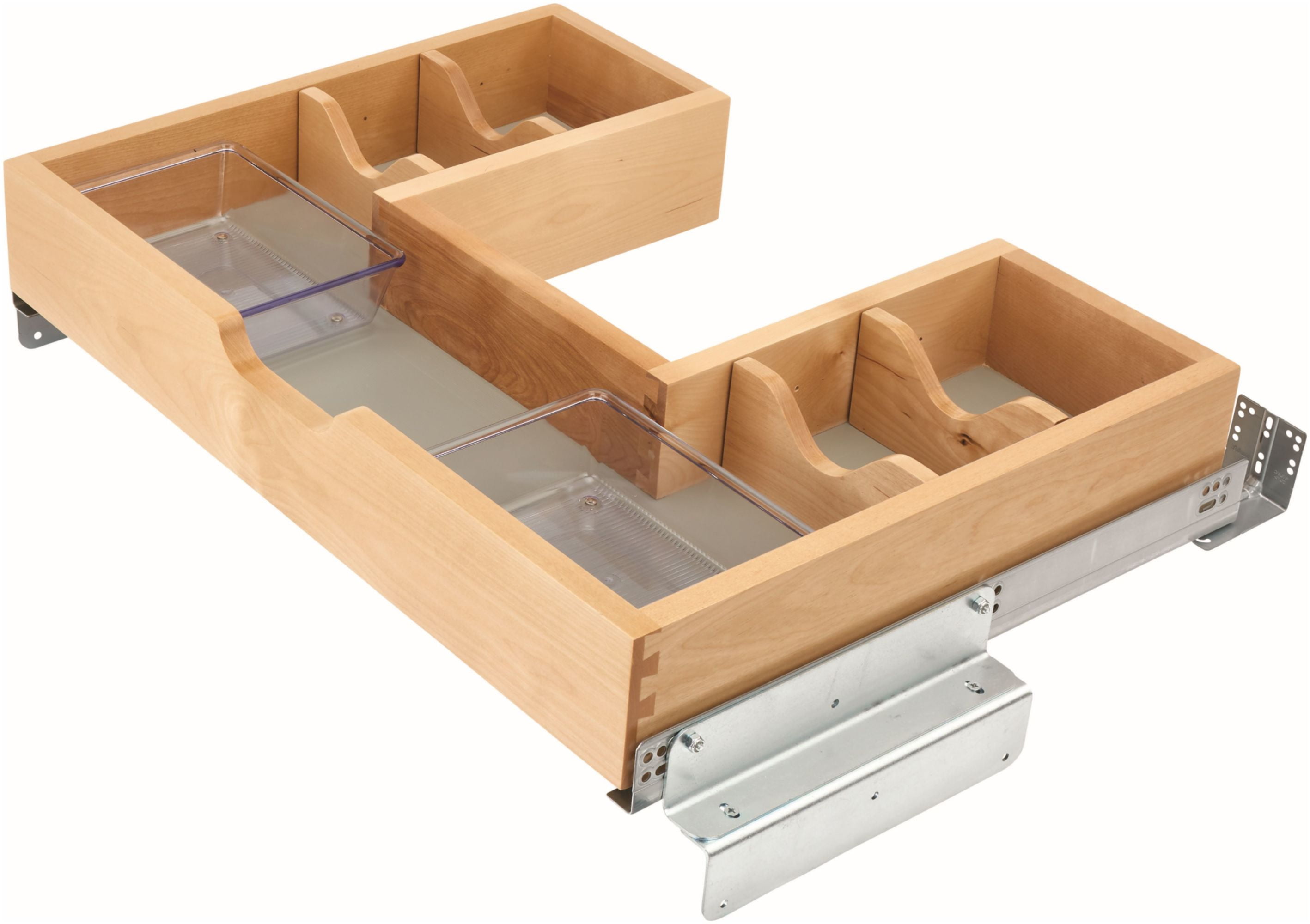 Maple Wood & Steel 27.56" Vanity Base Cabinet Pull-Out Organizer