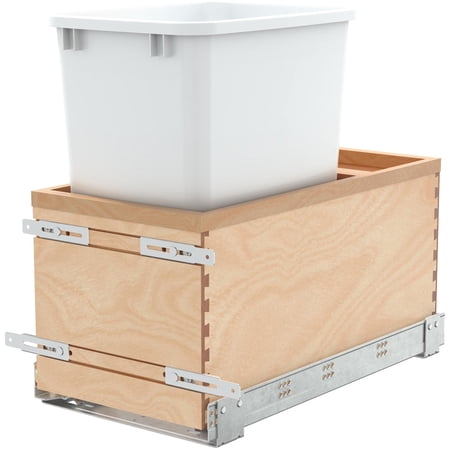 Rev-A-Shelf 4Vlwcsc-1535Dm-1 Value Line 21-1/2" Wood Bottom Mount 35 Quart / 9 Gallon Pull