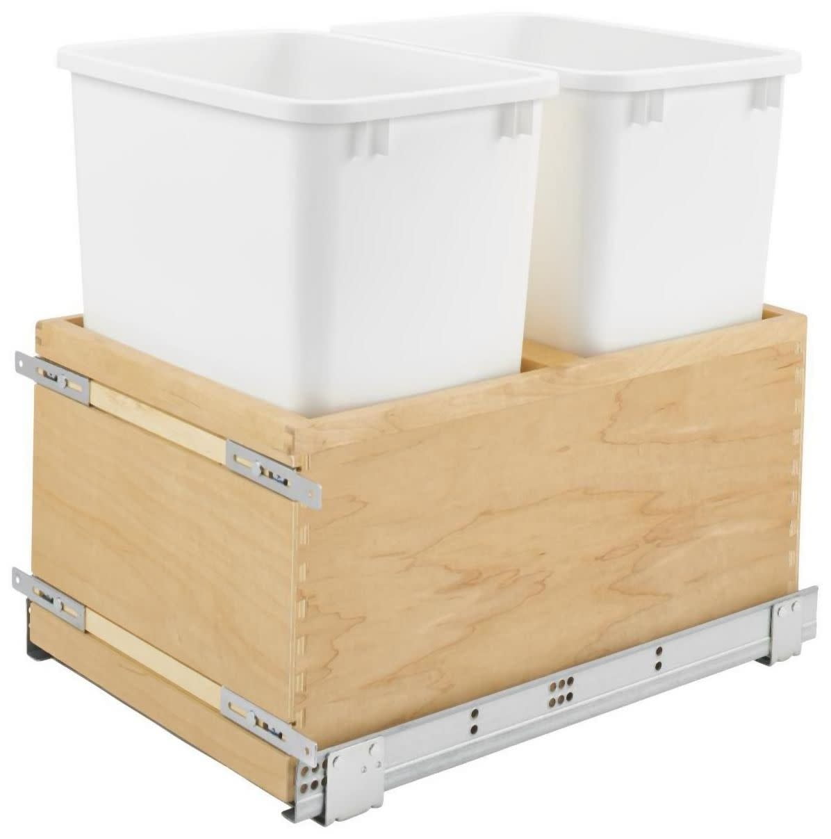 Natural Maple Wood Pull-Out Waste Container with Soft-Close