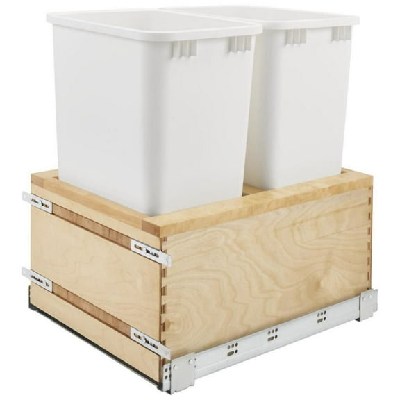 Rev-A-Shelf 4Vlwcsc-2150Dm-2 Value Line 21-1/2" Wood Bottom Mount Double 50 Qt / 12.5