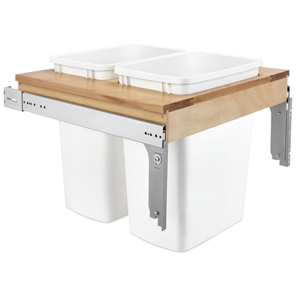 Rev-A-Shelf Top Mount Double Pullout Under Cabinet Trash Can, 35 Qt, 4WCTM-24DM2