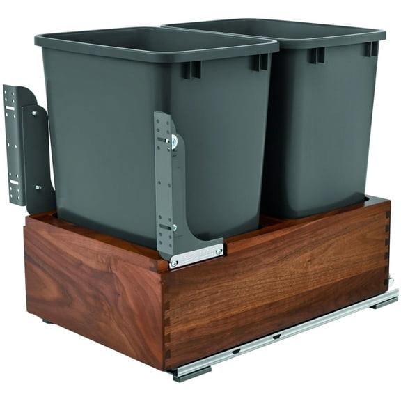 Rev-A-Shelf 4Wc-18Dm2-Sc Wood Classics 15"W Walnut Bottom Mount Pull Out Double35 Qt /