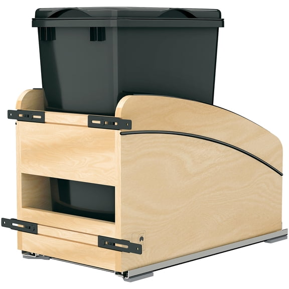 Rev-A-Shelf 4WCCC-1535DM-118MB Craftsman 12" Wide Designer Solid Maple 35 Qt / 8.75 Gallon