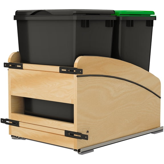 Rev-A-Shelf 4WCCC-1835DM-218MB Craftsman 15" Wide Solid Maple Designer Double 35 Qt / 8.75