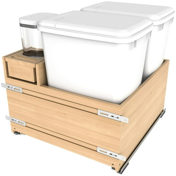 Rev-A-Shelf 4Wcox-24Dmsc-1 Wood Classics 21"W Bottom Mount Pull Out Double 35 Qt / 8.75