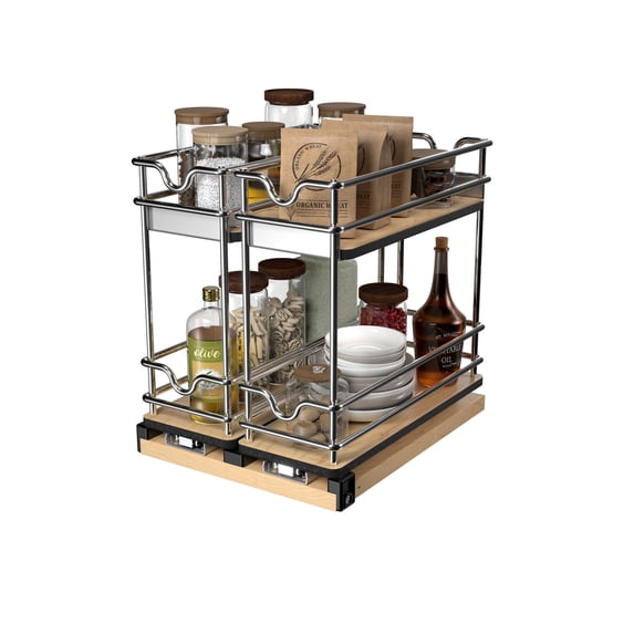 Rev-A-Shelf 5" Pullout Organizer for Cabinets, 2 Tier Shelf, 5WU2-9W2-1
