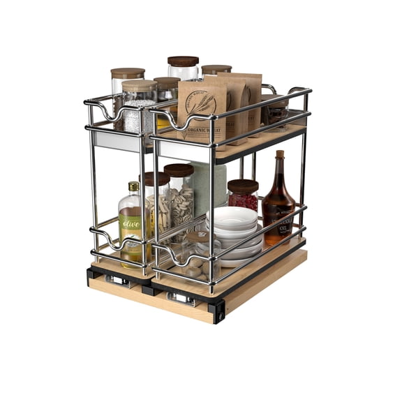 Rev-A-Shelf 5" Pullout Organizer for Cabinets, 2 Tier Shelf, 5WU2-9W2-1