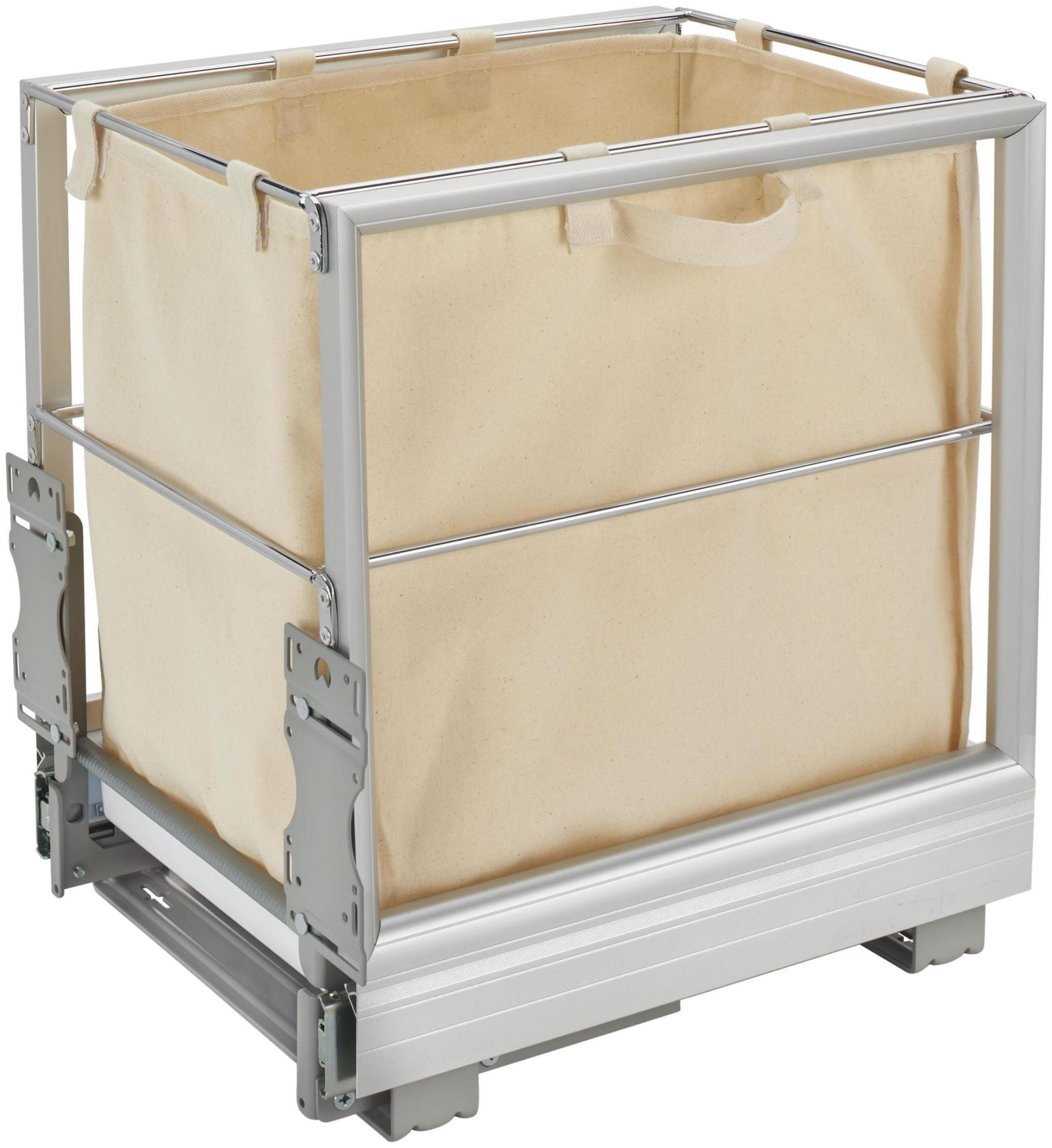 White Aluminum Pull-Out Hamper with Canvas Liner