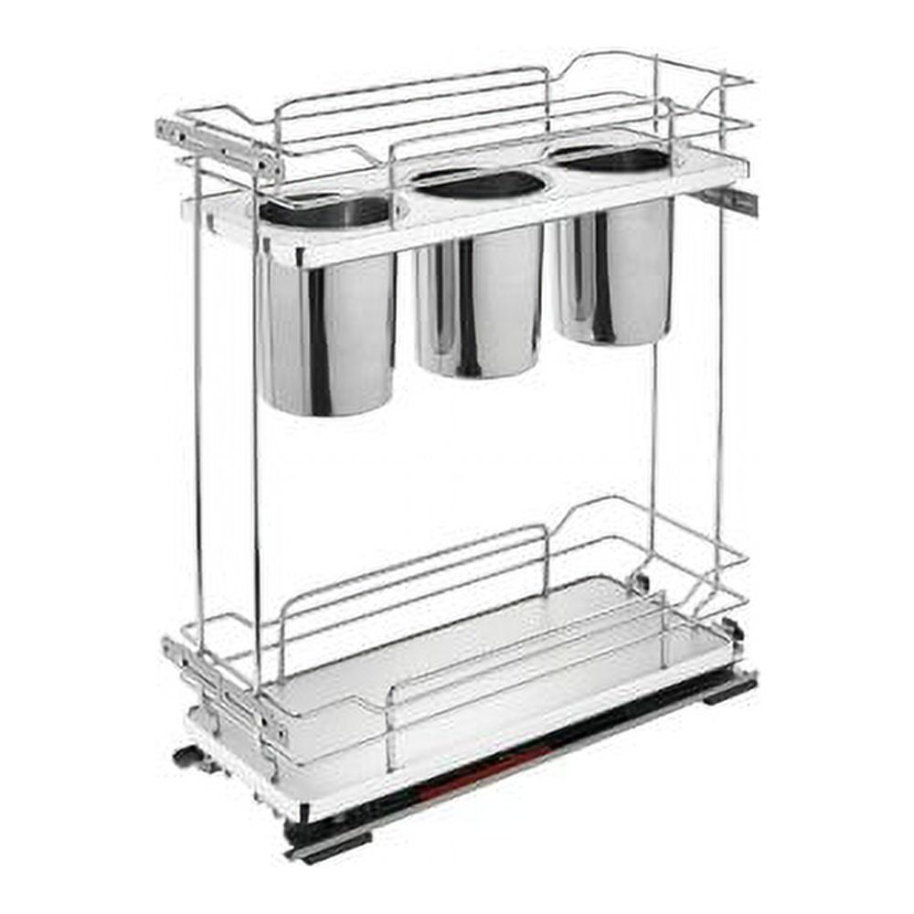Modern Chrome Two-Tier Utensil Pull Out Organizer