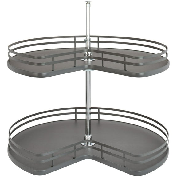 Rev-A-Shelf 53472-32-1 Contemporary Double 2 Tier 32" Kidney Shaped Lazy Susan - Grey