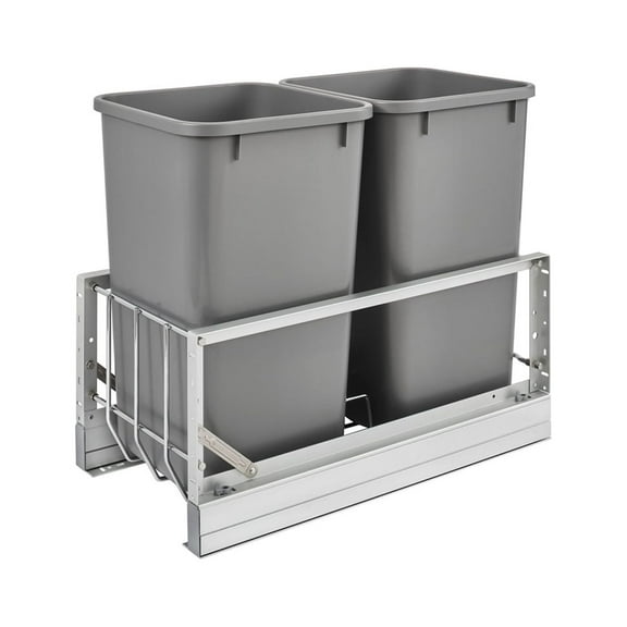 Rev-A-Shelf 5349-1527DM-217 Double 27 Quart Pullout Cabinet Trash Cans