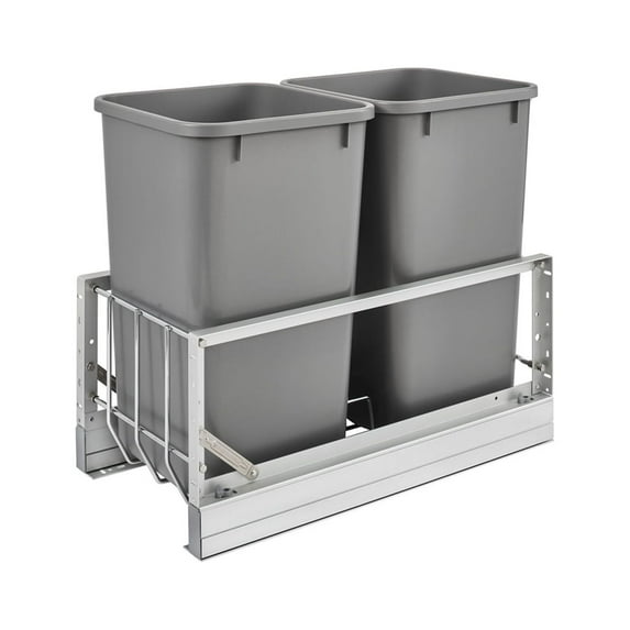 Rev-A-Shelf 5349-1527DM-217 Double 27 Quart Pullout Cabinet Trash Cans
