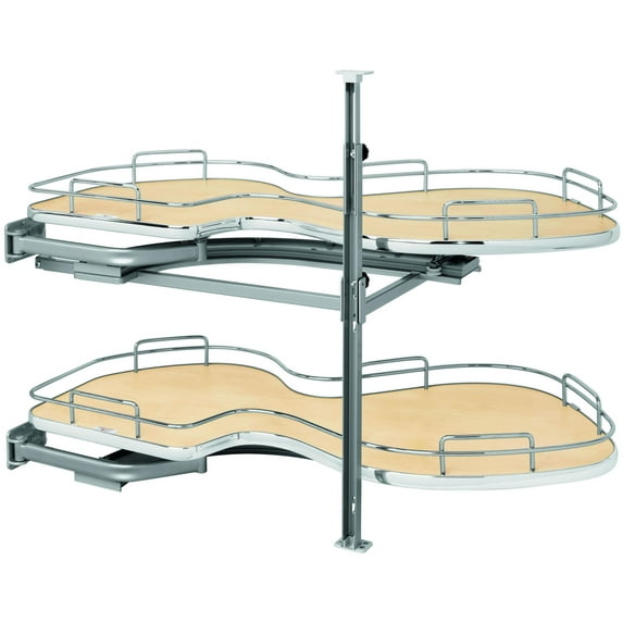 Rev-A-Shelf 5372-18-L Contemporary 37-5/8"W Two Tier Cloud Lazy Susan Style Swing Out