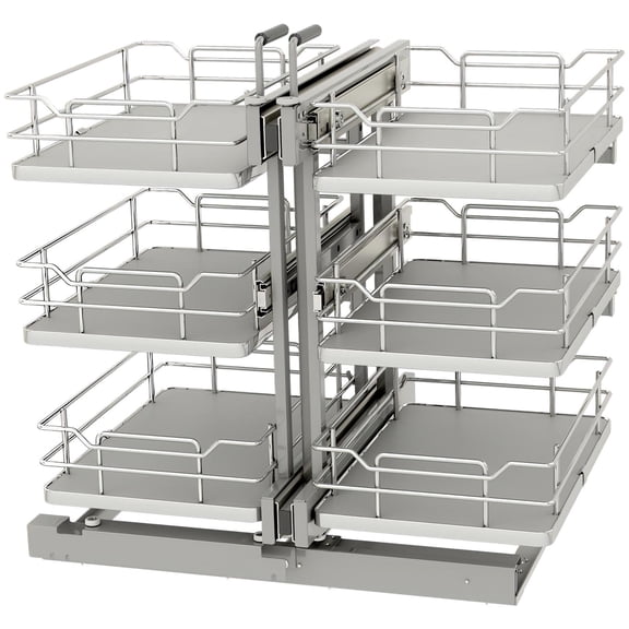 Rev-A-Shelf 53PSPE3-15SC-GR Modern 26-3/8"W X 26-1/2"H Soft Close 3 Tier Pull Out 6 Shelf