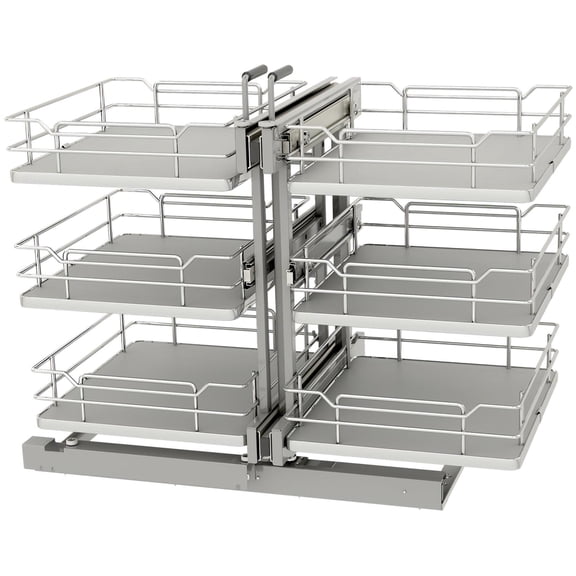 Rev-A-Shelf 53PSPE3-18SC-GR Modern 32-5/8"W Soft Close 3 Tier Pull Out And Swivel 6 Shelf