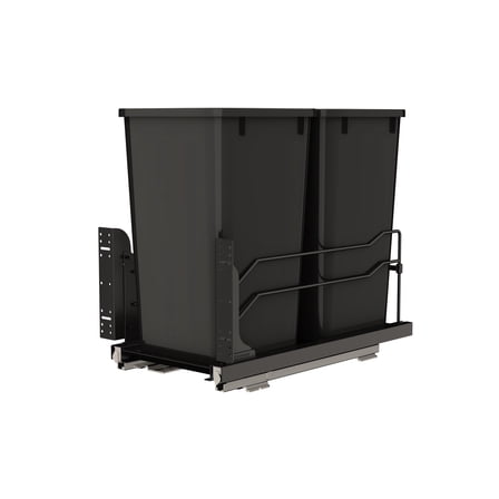 Rev-A-Shelf 53WC-1527SCDM-218 27 Qt Double Pullout Waste Container Trashcan, Black