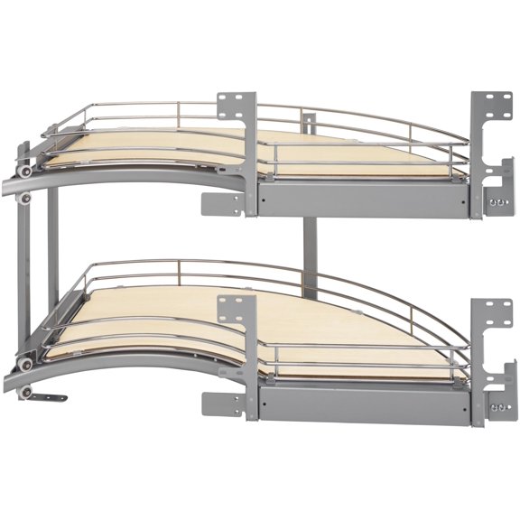 Rev-A-Shelf 582-18-RMP Contemporary 35-3/4"W Arc Curve Two Tier Split Lazy Susan Style