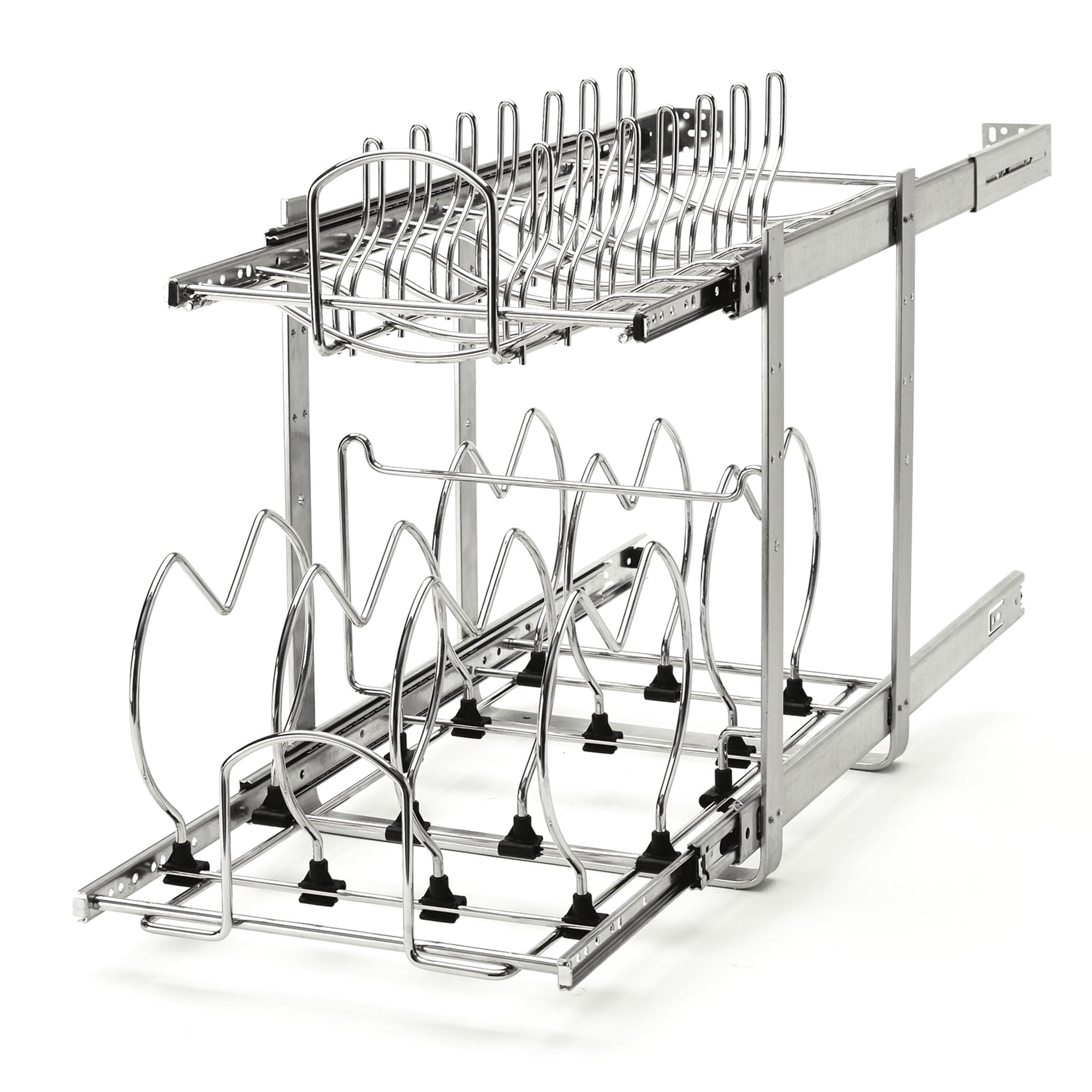 Chrome 2-Tier Pullout Cabinet Organizer for Pots and Pans
