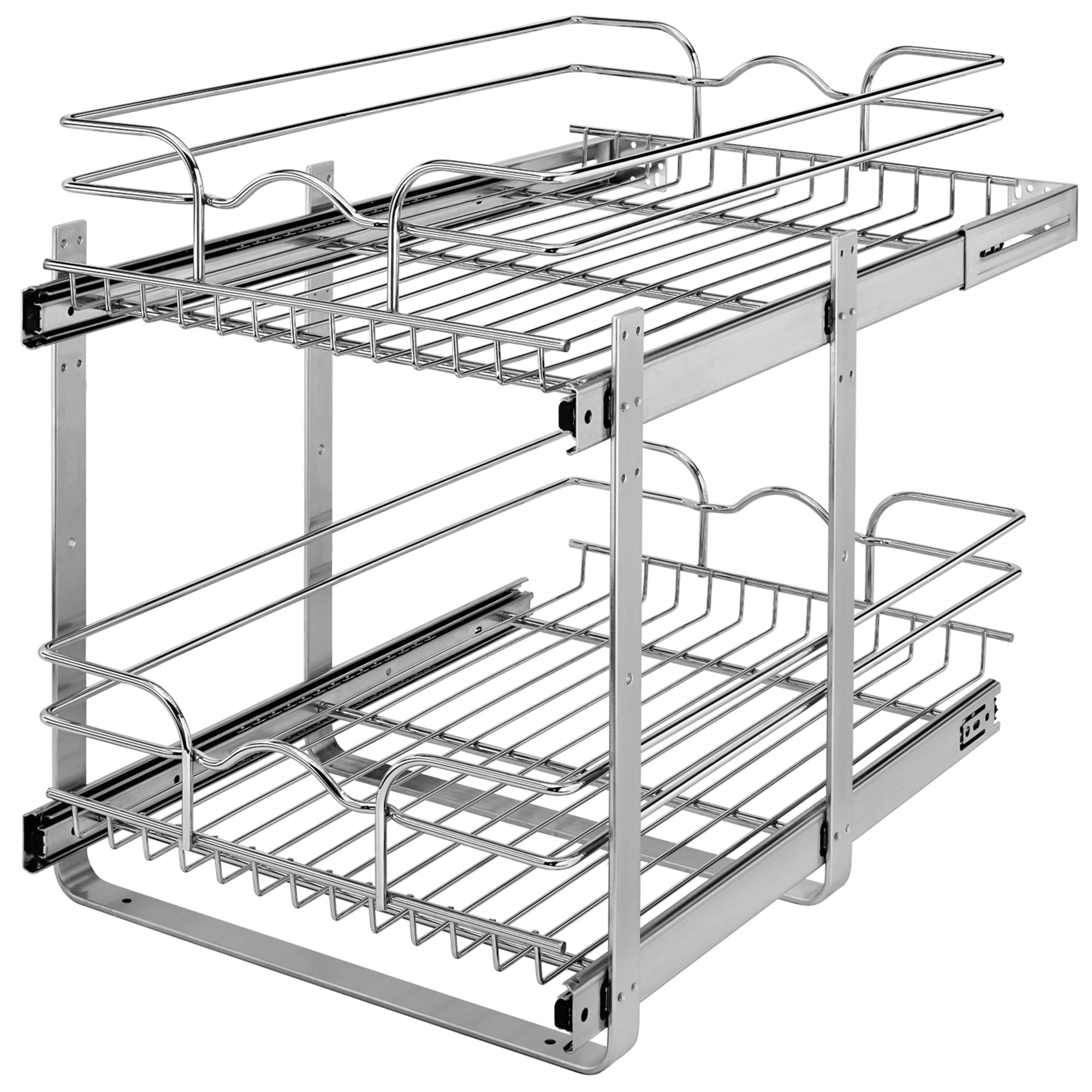 11 in. H x 15 in. W x 18 in. D Adjustable Steel Shelf with Basket Cabinet Organizer in Chrome