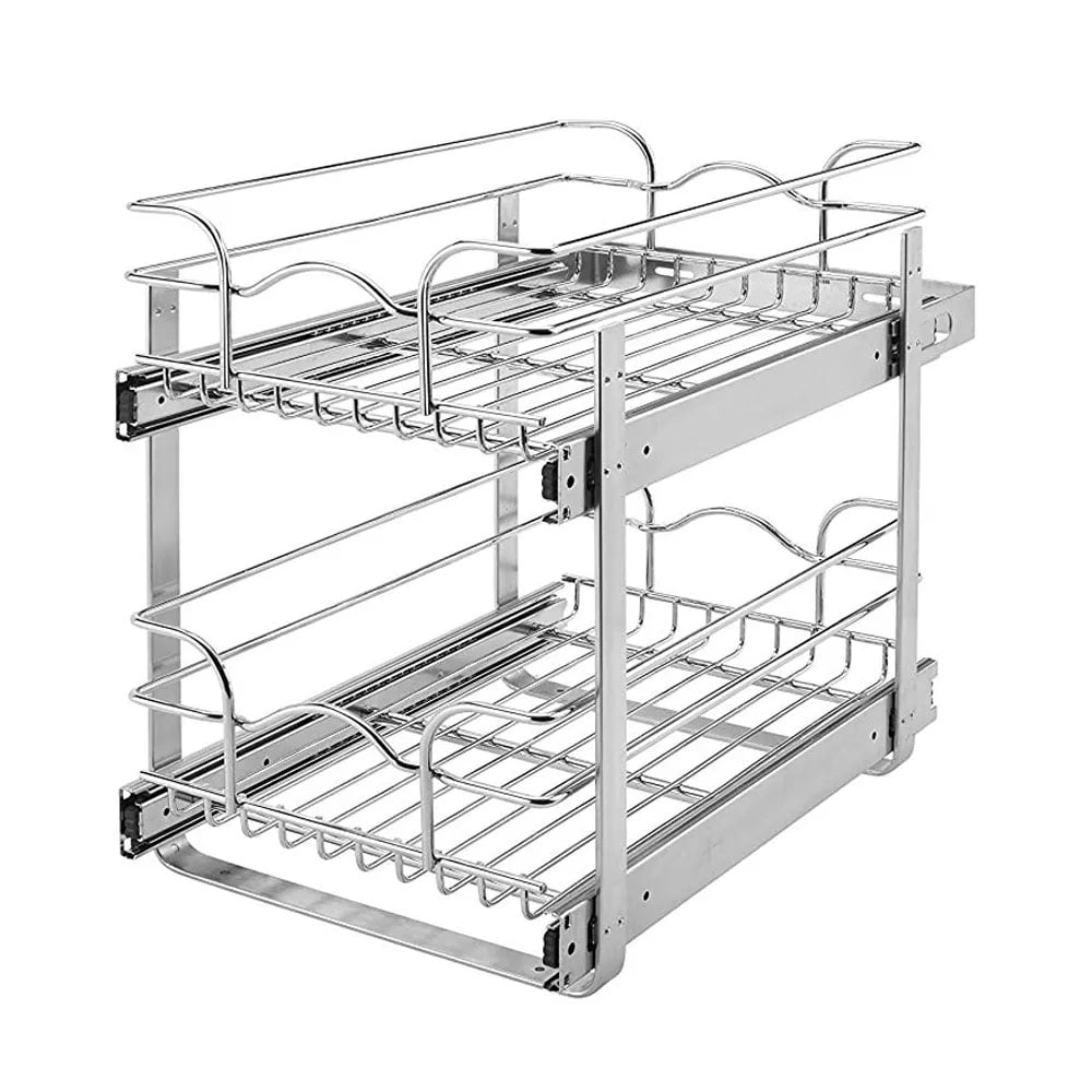 Chrome 18" x 22" Two-Tier Kitchen Cabinet Pull-Out Organizer