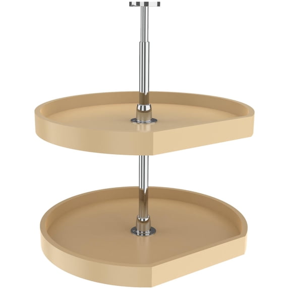 Rev-A-Shelf 6272-22-52 Classic 2 Tier 22" D Shaped Flat Side Lazy Susan - Almond