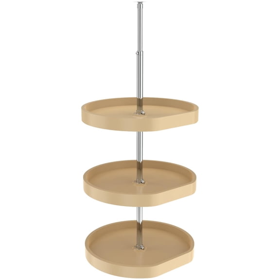 Rev-A-Shelf 7013-20-15-526 Classic 3 Tier 20" D Shaped Flat Side Lazy Susan - Almond