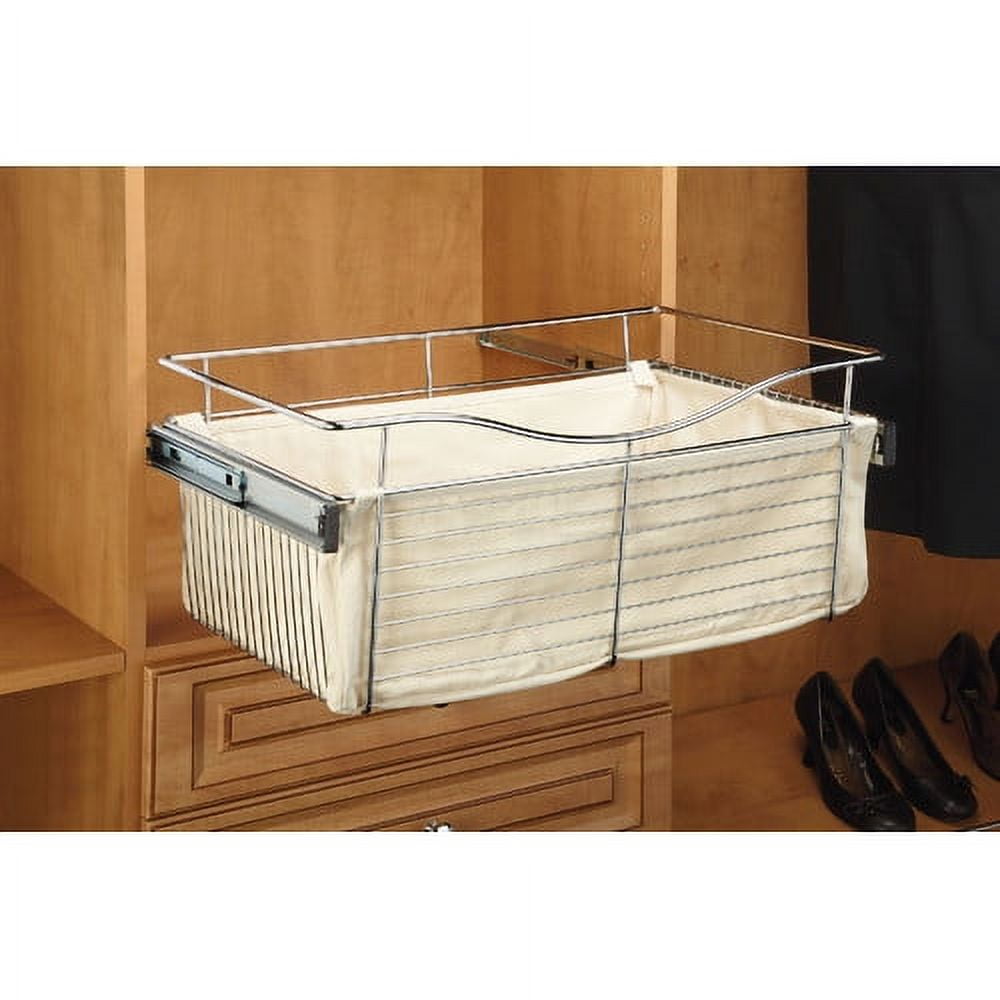 Tan Linen Closet Basket Liner with Velcro Tabs