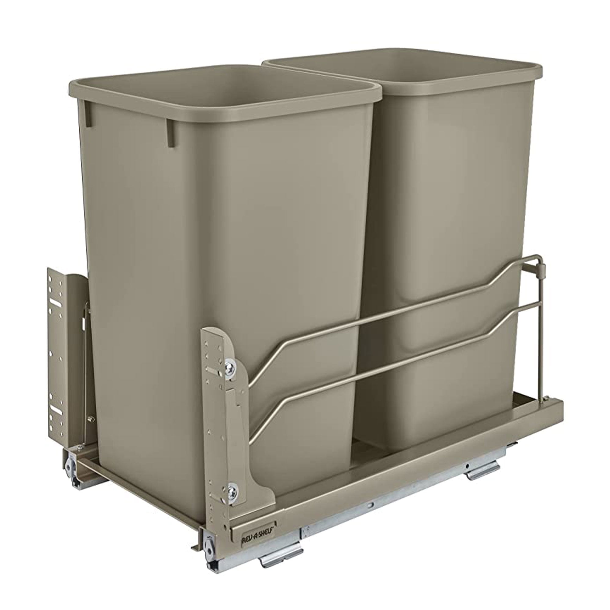 Champagne Double Pull-Out Trash Can with Soft-Close Slides