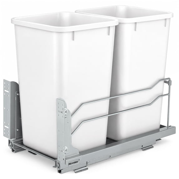Rev-A-Shelf Double 27 Quart Pullout Soft Close Waste Container, White