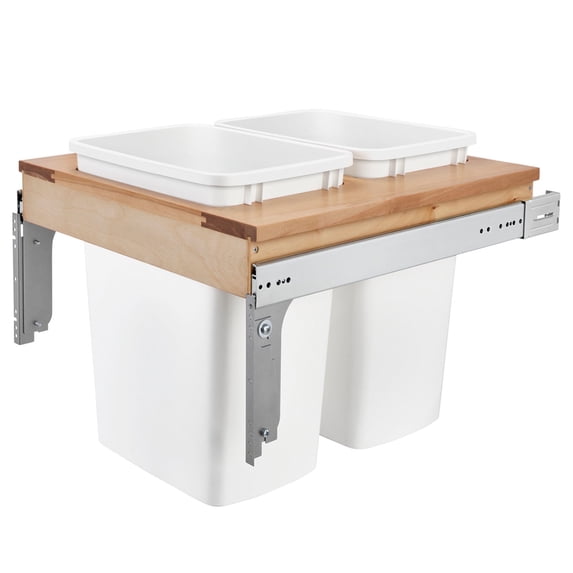 Rev-A-Shelf Top Mount Double Pullout Under Cabinet Trash Can, 35 Qt, 4WCTM-24DM2-162
