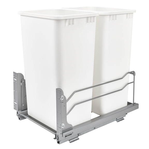 Rev-A-Shelf Double 50 Qt Pullout Soft-Close Steel Kitchen Trash Cans