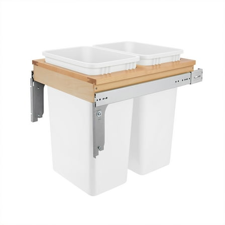 Rev-A-Shelf Double Pullout Trash Can for Full Height Cabinet, 50 Qt, 4WCTM-2150DM-2