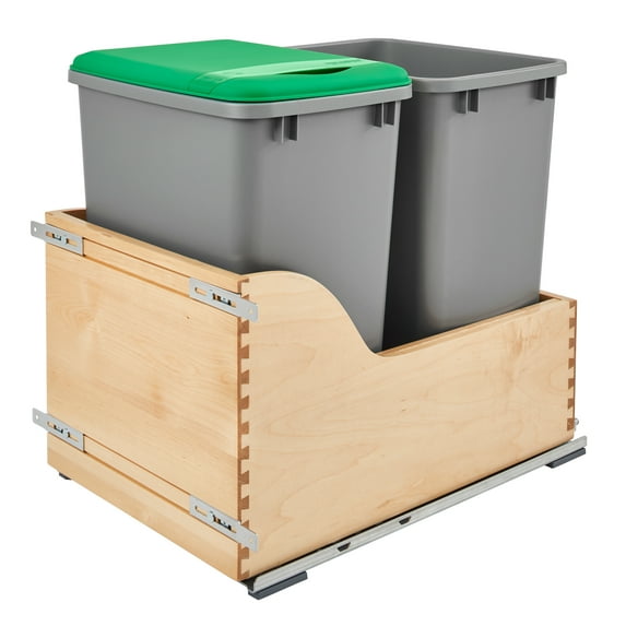 Rev-A-Shelf Double Pull Out Trash Can 35 Qt w/ Soft-Close, 4WCSC-1835DMND-2