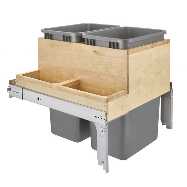 Rev-A-Shelf Kitchen Cabinet Slide-Out Double Trash Can, 50-Quart ...