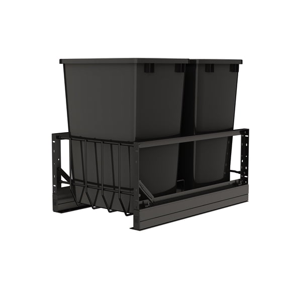 Rev-A-Shelf Double Pullout 35 qt. Kitchen Trash Can with Soft-Close, 5349-18DM-218