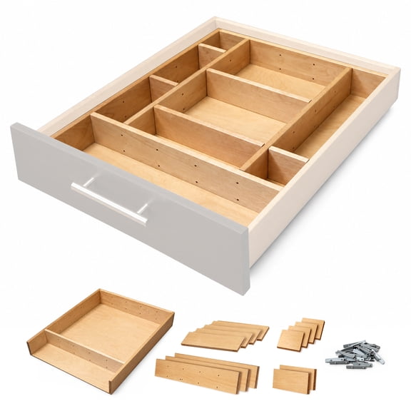Rev-A-Shelf LD-4CT21-1 Customizable Drop-In Cutlery Drawer Organizer Set