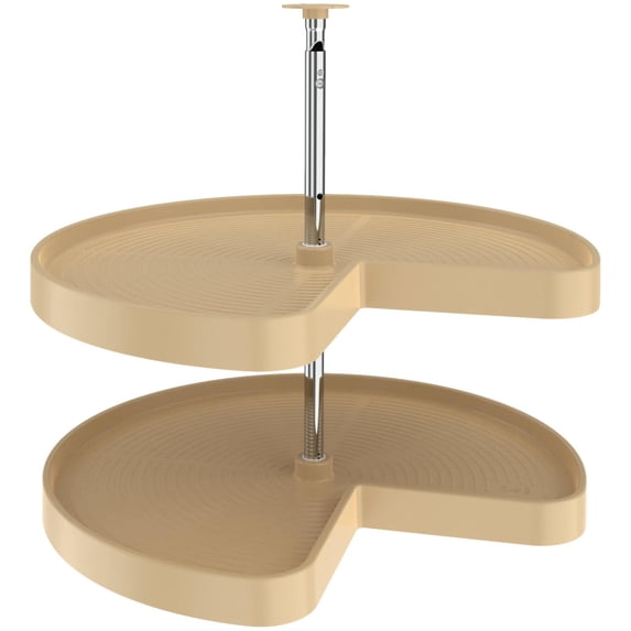 Rev-A-Shelf Ld-2472-28-1 Lazy Daisy Polymer 28" Pie Cut 2 Shelf Lazy Susan Set - Almond