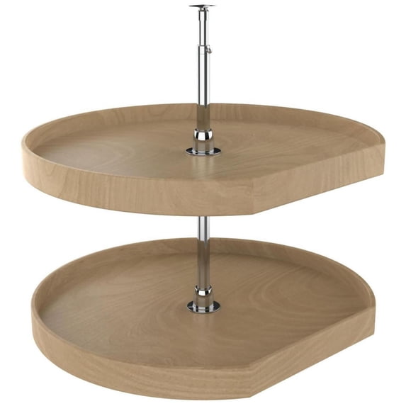 Rev-A-Shelf Natual Wood D Shape 2 Shelf Lazy Susan