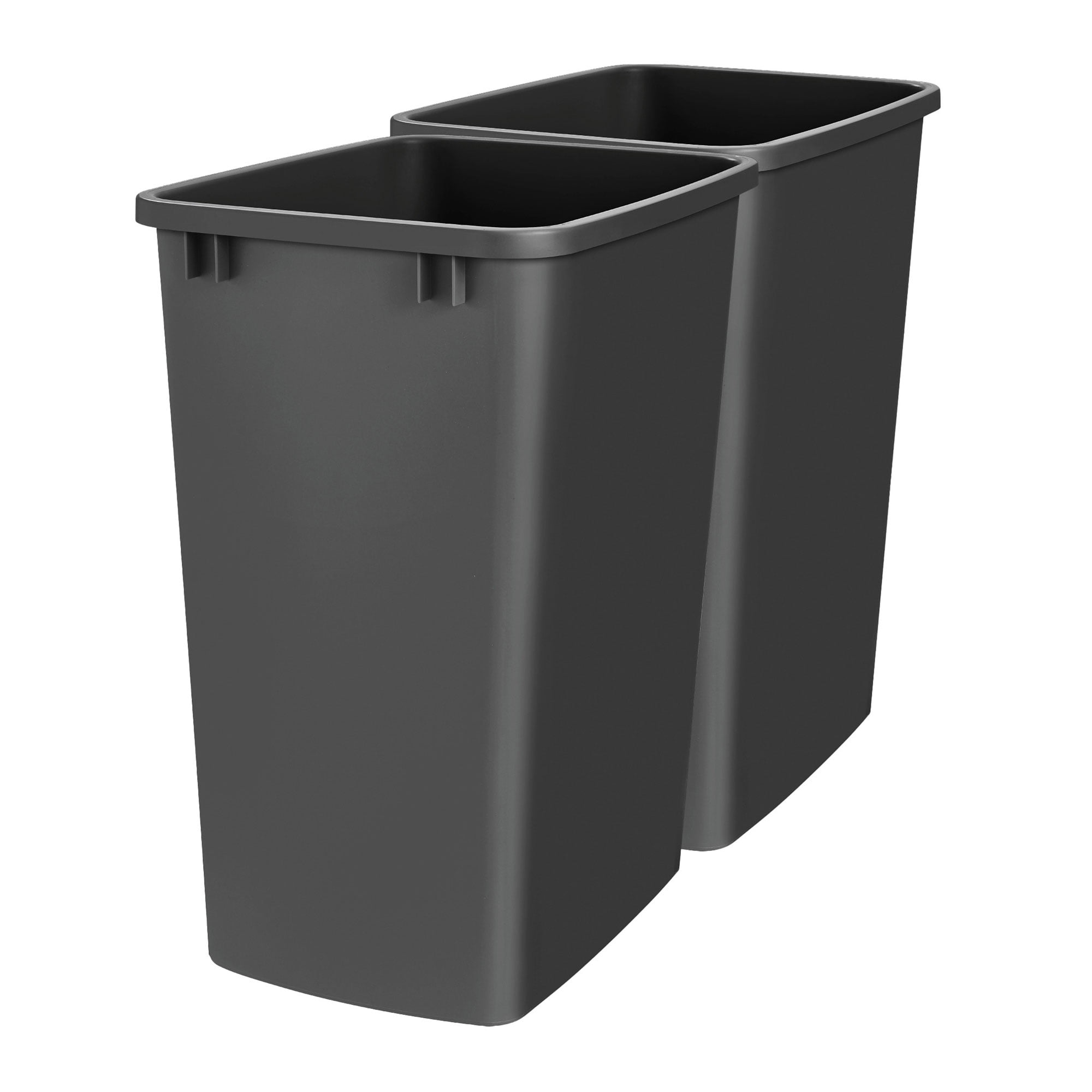Black Polymer 35 Quart Pull-Out Trash Bin Set