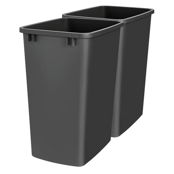 Rev-A-Shelf Polymer Replacement 35 Qt Black Trash Bin, 2 Pack, RV-35-18-2