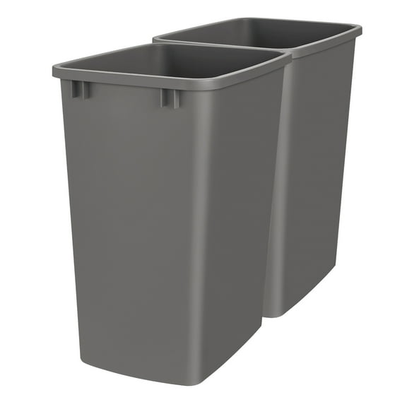 Rev-A-Shelf Polymer Replacement 35 Qt Gray Trash Bin, 2 Pack, RV-35-13-2