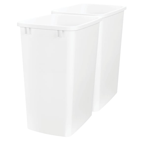 Rev-A-Shelf 35 Qt Polymer Replacement Trash Bin Containers, RV-35-11-2, White, 2 Pack