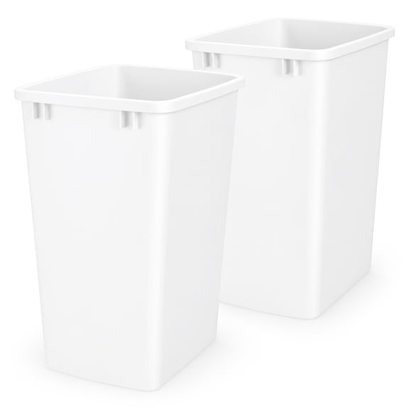 Rev-A-Shelf 35 Qt Polymer Replacement Trash Bin Containers, RV-35-11-2, White, 2 Pack