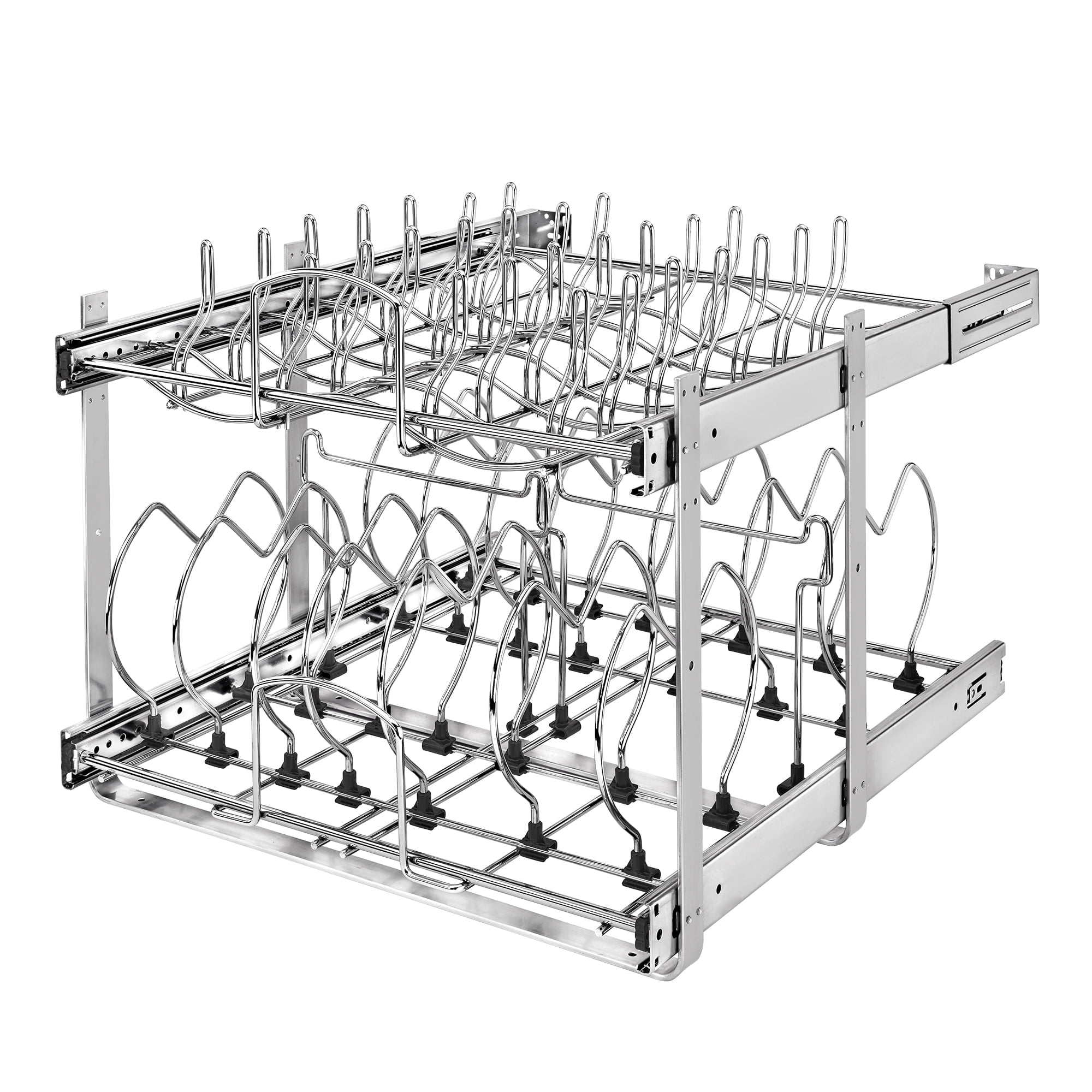 Chrome Expandable 2-Tier Pullout Cabinet Organizer for Pots and Pans