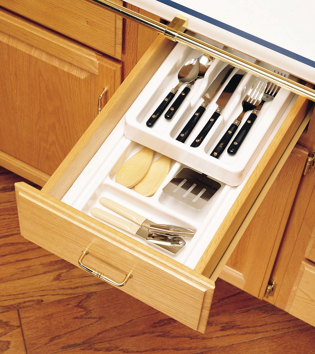 Natural Maple Wood Base Cabinet Knife Block Pull Out Organizer