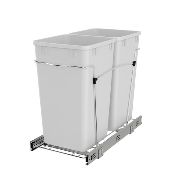 Rev-A-Shelf RV-15KD-11C S Double 27 Quart Pullout Waste Containers, White