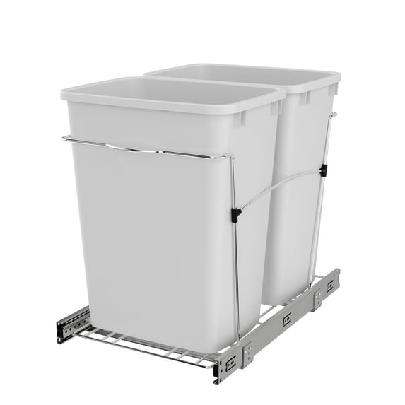 Rev-A-Shelf RV-18KD-11C S Double 35 Quart Pullout Waste Containers, White