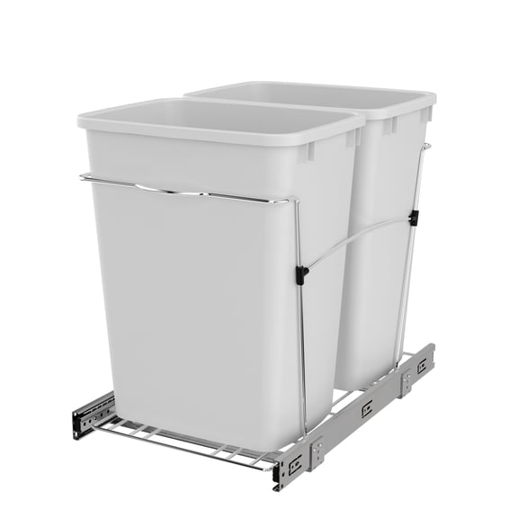 Rev-A-Shelf RV-18KD-11C S Double 35 Quart Pullout Waste Containers, White